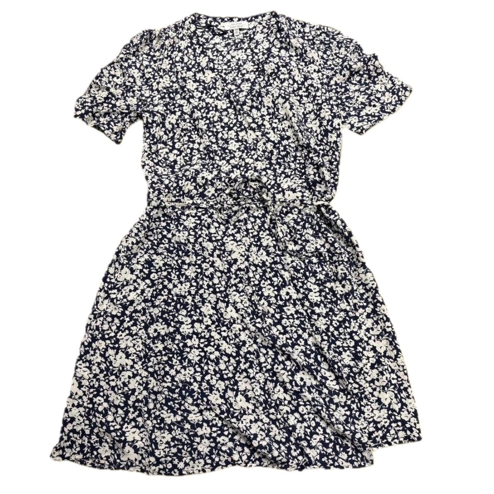 & Other Stories Navy Blue Floral Wrap Dress